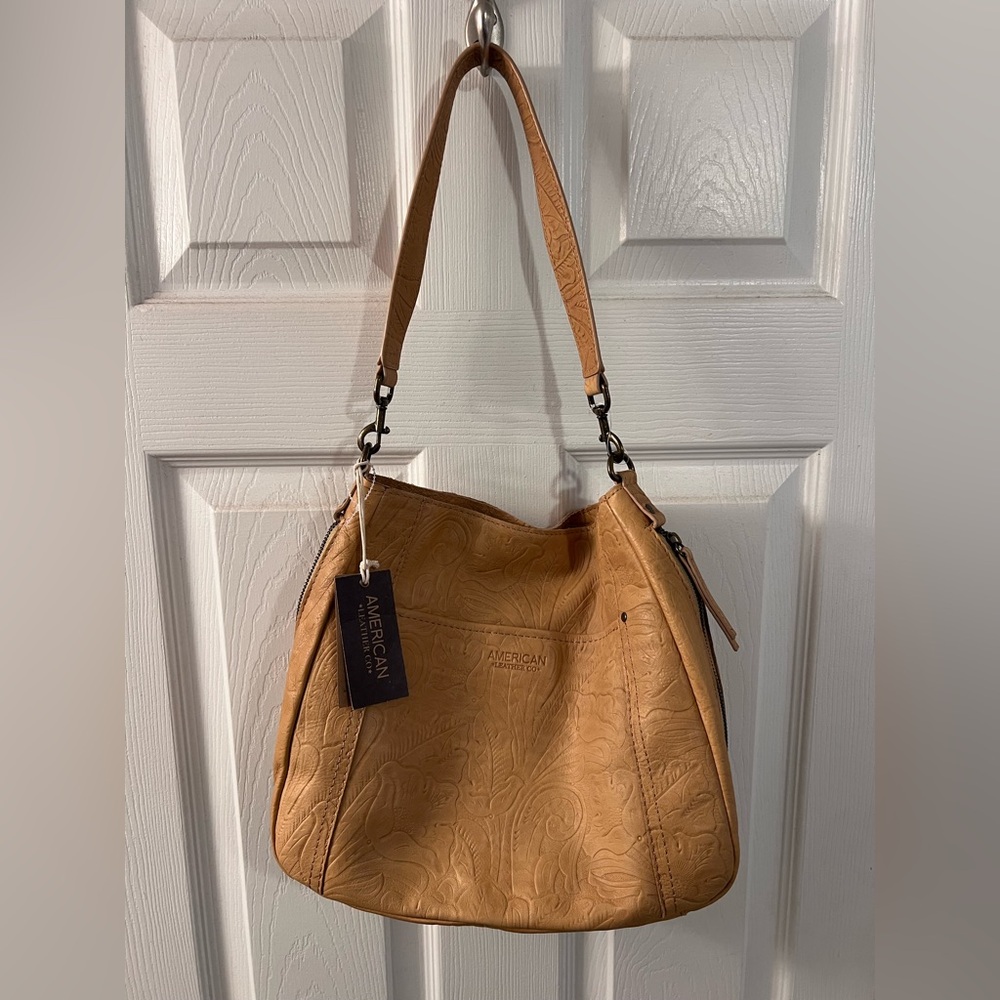 Elegant Tan Embossed Shoulder Bag